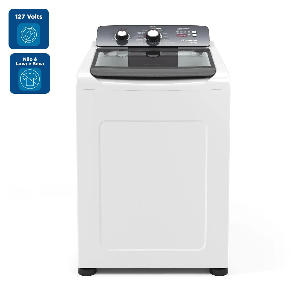 Lavadora de Roupa Automática Mueller 15Kg Ultracentrifugação e Ciclo Rápido Branca MLA15 – 127 Volts - Imagem 2